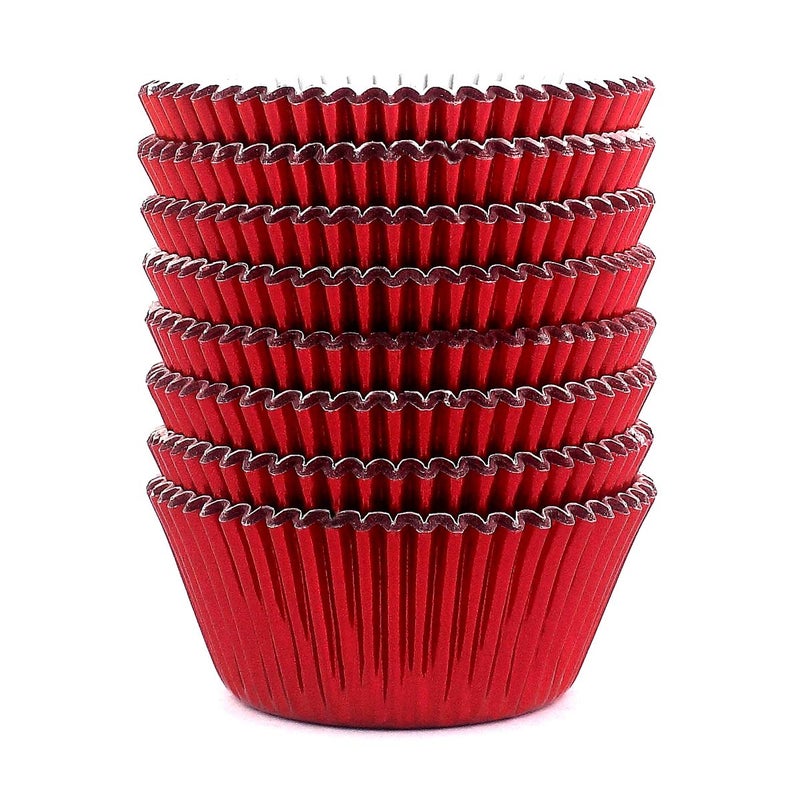 Eoonfirst Red Foil Cupcake Case Liners Valentine's Day Baking Muffin Paper Cups 200 Pcs - Image 1